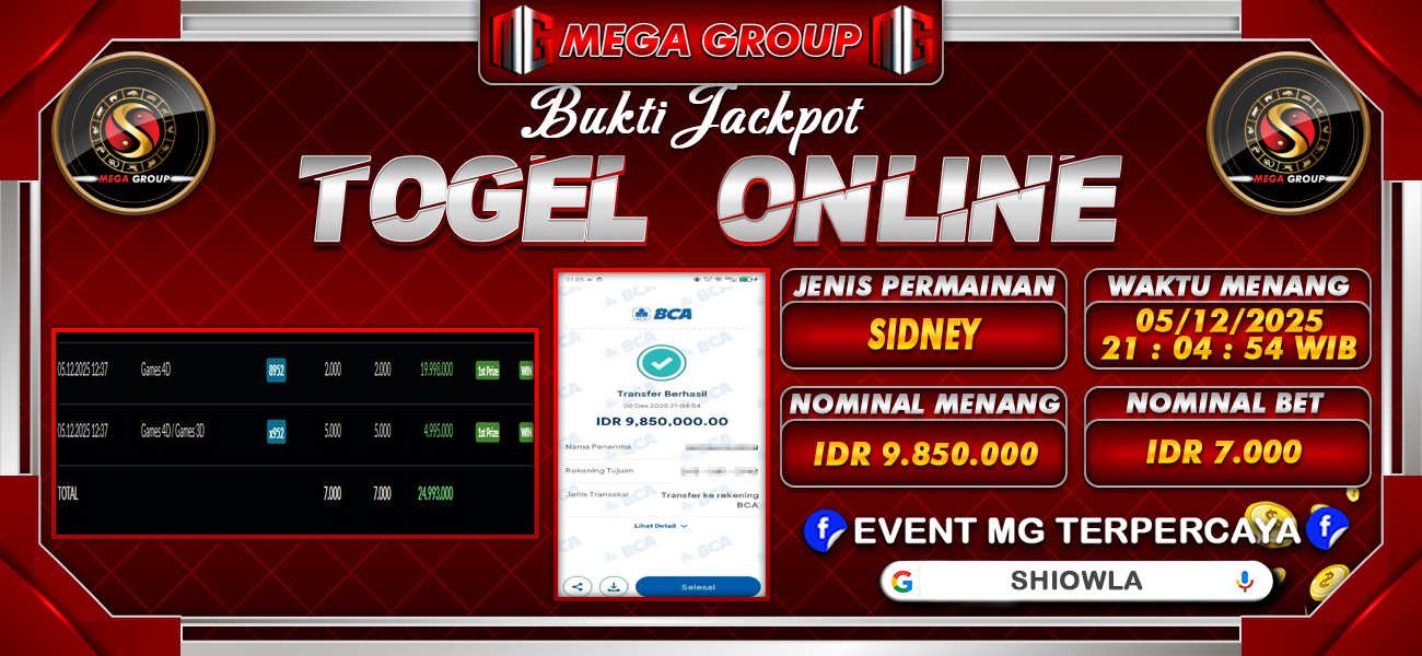 Bukti JP situs Shiowla hari Jumat, 05 Desember 2025