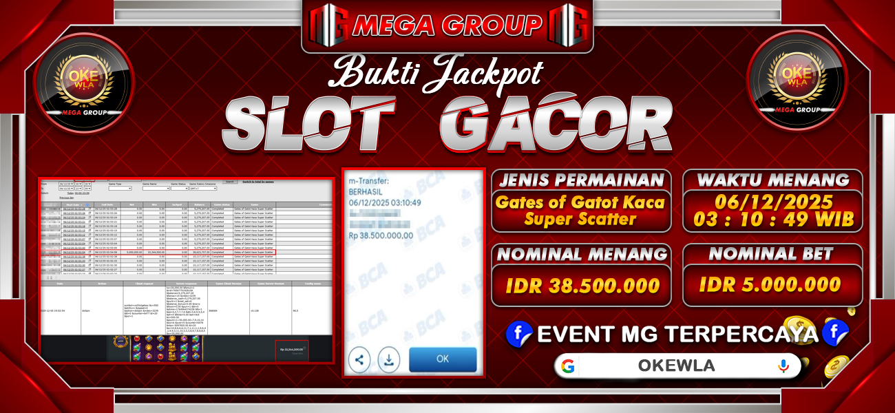 Bukti JP situs Okewla hari Sabtu, 06 Desember 2025