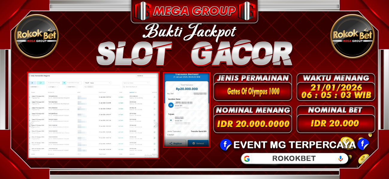 Bukti JP situs Rokokbet hari Rabu, 21 Januari 2026