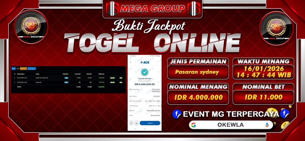 Bukti JP situs Okewla hari Jumat, 16 Januari 2026